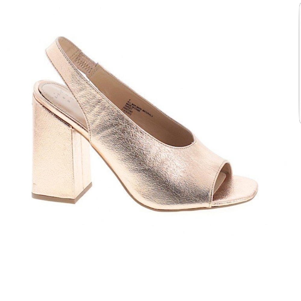 Brand New A New Day "Valerie " Metallic Gold Block Heels With Box